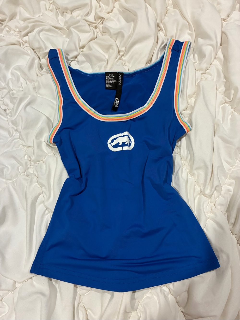Ecko Unlimited Blue Tank Top with Rainbow Trim